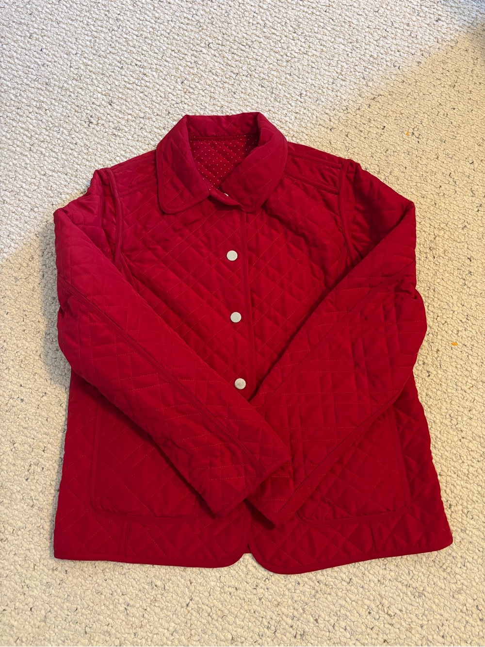 London Glen Quilted Red Button-Up reversible Jacket